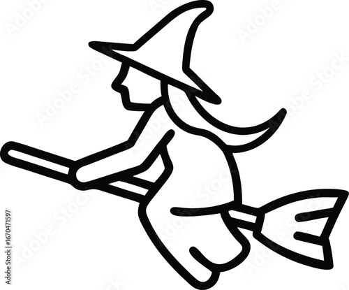 Flying Witch outline Icon