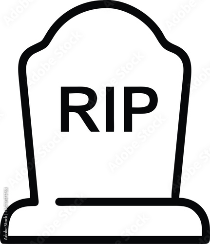 Halloween Tombstone outline icon vector illustration
