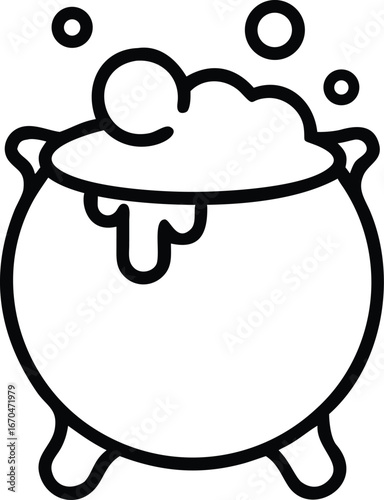 halloween witch cauldron outline icon