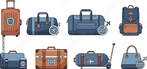 Pack your bags for adventure with stylish travel luggage illustrations