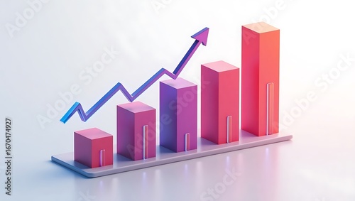 3d bar chart with upward trend arrow illustrating growth Free Download 3d bar chart with upward trend arrow illustrating growth - GFXLoad
