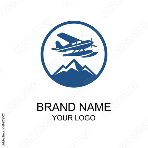 plane & mountain logo. grunge...