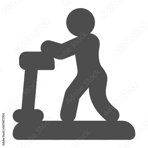 Athlete man on treadmill solid icon, summer sports concept. Vector graphics. Runner, sport sign on white background, glyph style icon for mobile or web design.