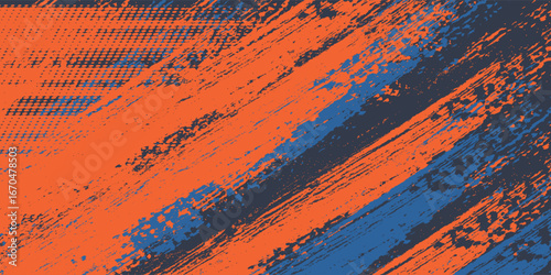 Abstract orange, black and blue background with grunge brush strokes. textures for poster and web banner design