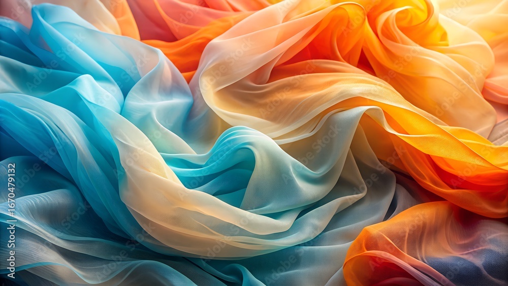 Obraz premium Abstract Colorful Fabric Texture Background Soft Draped Mesh
