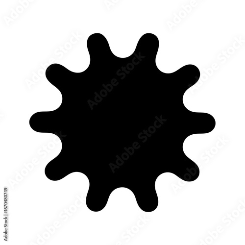 Abstract black irregular shape with rounded projections on a white background