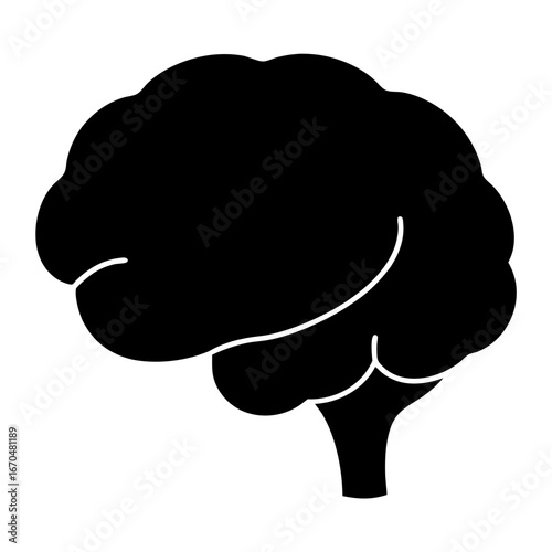 Black silhouette of a human brain representing intelligence and cognitive function