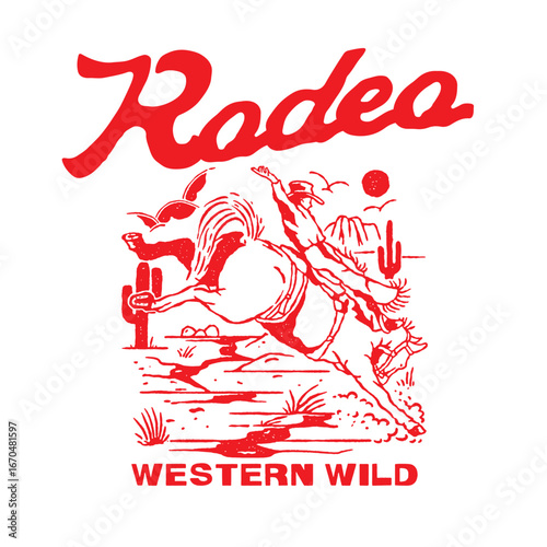rodeo, a cowboy trying to conquer a horse