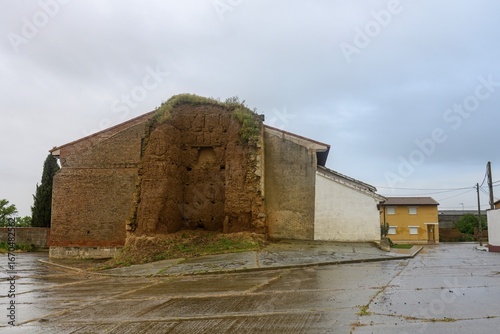 Ruins of old adobe structure in Villamuera de la Cueza, Palencia, Castilla y Leon