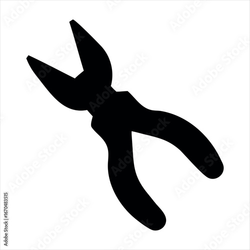 Black silhouette of combination pliers tool isolated on a white background representing diy and repair work