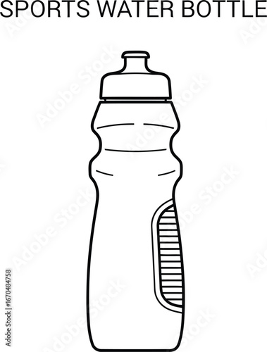 Simple line drawing of a reusable sports water bottle for fitness and hydration