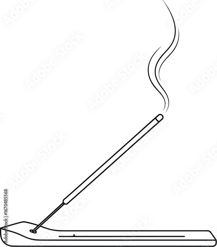 Aromatic incense stick burning with smoke in a holder creating a calming atmosphere