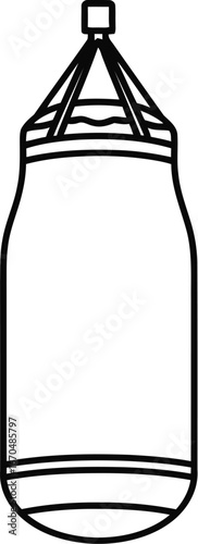 Isolated outline of a punching bag hangs ready for boxing and martial arts