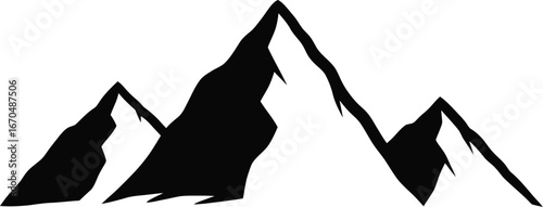 Striking black silhouette of a mountain range against a clean white backdrop