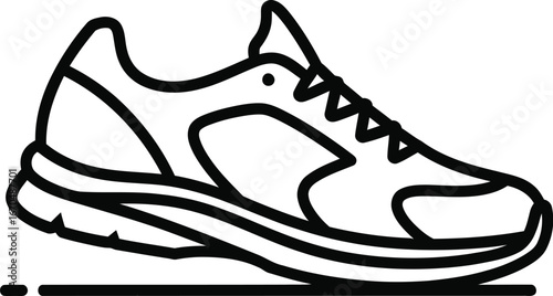 Minimalist line drawing showcases a running shoe perfect for athletic designs