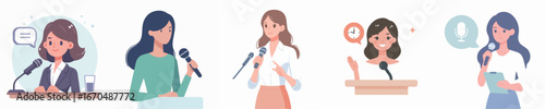 vector of woman giving speech