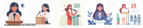 vector of woman giving speech