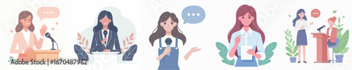 vector of woman giving speech