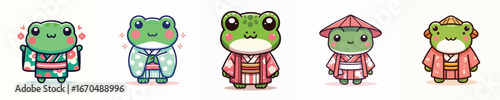 cute frog vector in kimono costume