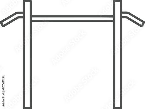 Minimalist line drawing of a pullup bar for fitness and exercise equipment use