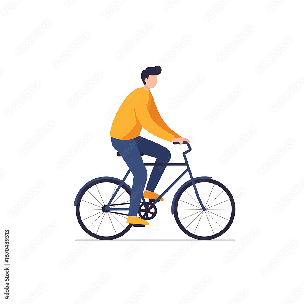 Fototapeta premium Man cycling on a road bike vector illustration
