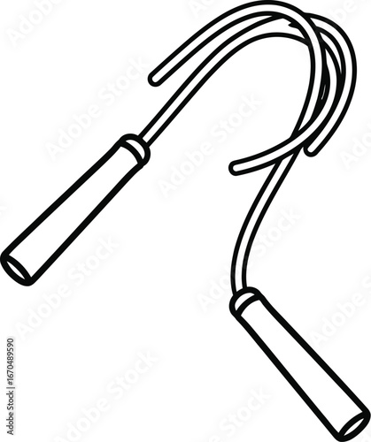 Minimalist line drawing of nunchucks a martial arts weapon for selfdefense