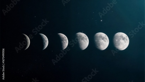 Lunar Cycle Time-lapse, Moon Phases, Astronomical Journey. Ideal for astronomy, cosmic themes, scientific education