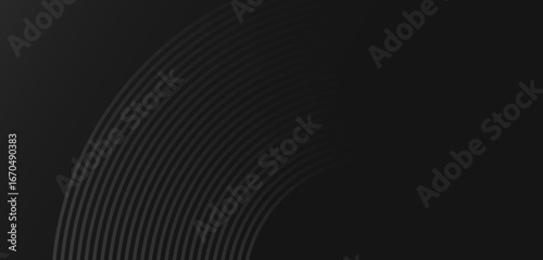 Striking dark gray background features sleek curved lines emanating from the corner, blending seamlessly into a monochrome palette, creating a visually sophisticated modern backdrop