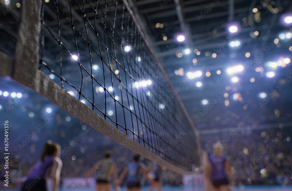 custom made wallpaper toronto digitalVolleyball net in an arena with blurred spectators