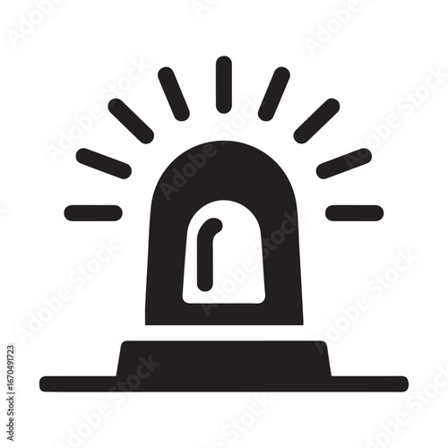 Siren lamp, alarm, signal, emergency, police, flasher line icon, CCTV concept, alert, outline style icon mobile concept web design. Vector black silhouette. with white background