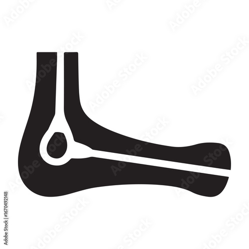 Stretched tendon line icon, body pain concept, strain, outline style icon. Vector black silhouette. with white background