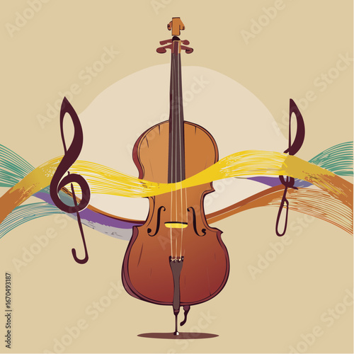 vector visualization of flowing cello melodies as ribbons of light, shifting from deep mahogany to gold, ribbon thickness mapped to pitch frequencies, abstract musical composition