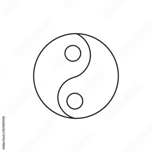 Yin yang icons. thin line symbols in strokes