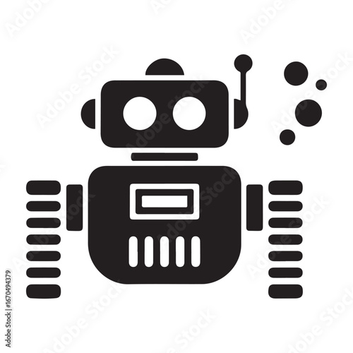 Underwater robot solid icon, Robotization concept, underwater vehicle. Vector black silhouette. with white background