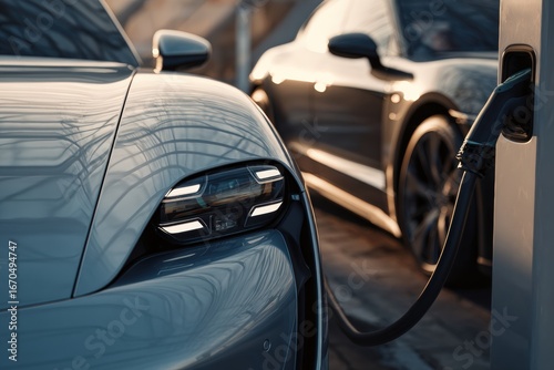 Wallpaper Mural Close-up of electric vehicles at charging station Torontodigital.ca