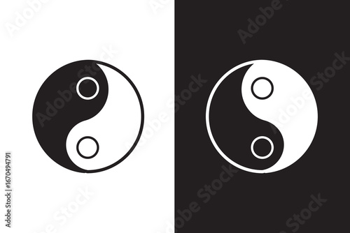 Yin yang icon flat. Illustration isolated vector sign symbol
