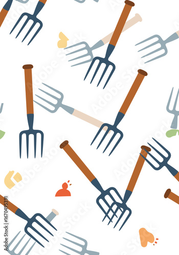 Delightful pattern of garden forks for a playful, earthy design that evokes a feeling of nature's charm