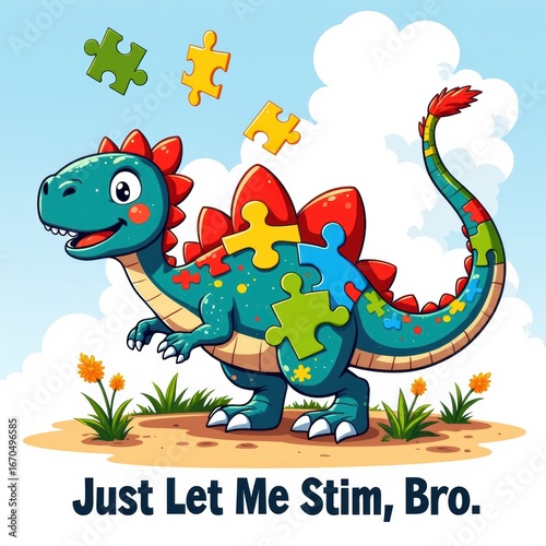 Just Let Me Stim Bro Dinosaur Puzzle Design product