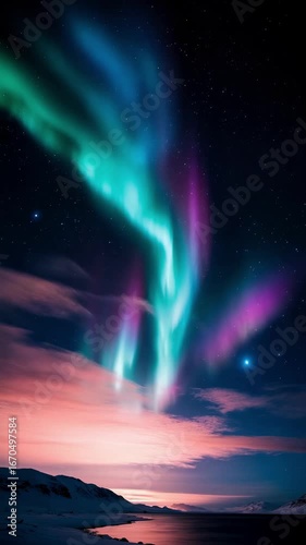 Wallpaper Mural Aurora Borealis Time-lapse, Northern Lights, Celestial Dance. Great for astrophotography, travel, inspirational themes, vertical shot Torontodigital.ca