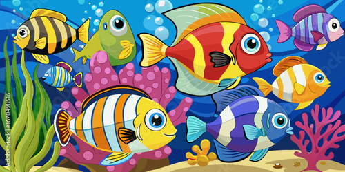colorful fishes in aquarium