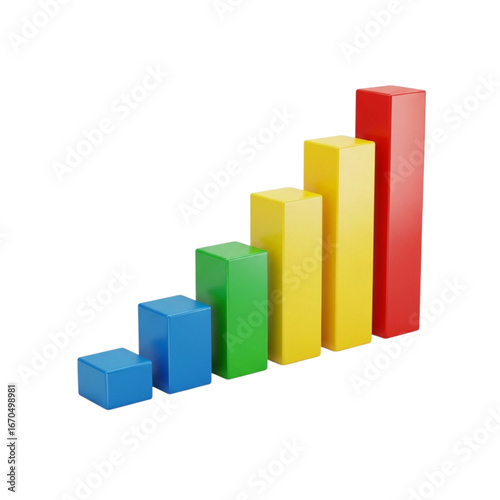 Free Download Colorful blocks arranged in ascending bar chart formation showing growth and progress transparent background - GFXLoad