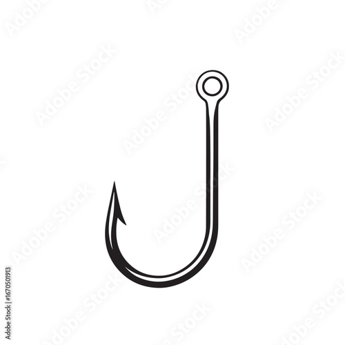 Minimalist Fishing Hook Vector Icon – Isolated Design for Fishing, Sport, and Outdoor Concepts