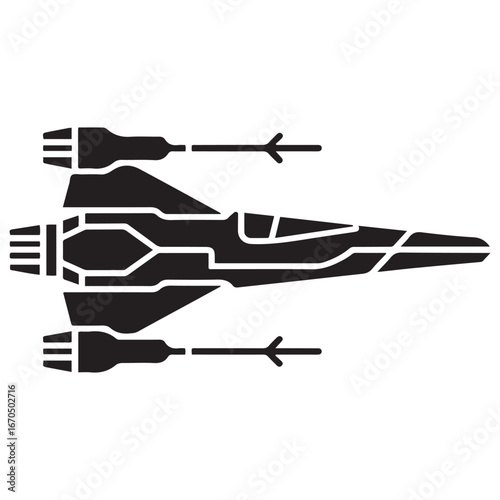 Light interceptor type Eta 2 Aktis solid icon, star wars concept, Jedi starfighter vector sign. Vector black silhouette. with white background