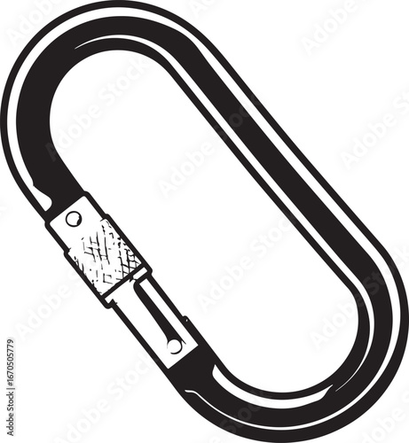 Carabiner Silhouette in Black | Vector Illustration Design