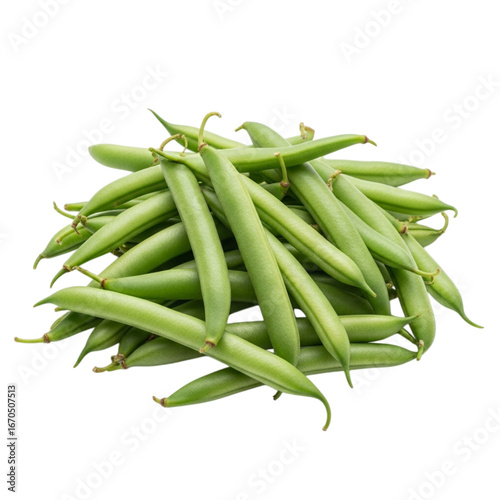 Fresh green beans pile healthy organic vegetable ingredient natural food cuisine transparent background