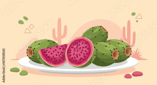 Delicious Prickly Pears, Fresh Fruit Dessert From the Desert Landscape