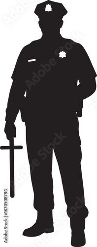 Police officer with a baton