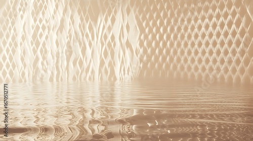Abstract Beige Water Reflection Diamond Pattern Background