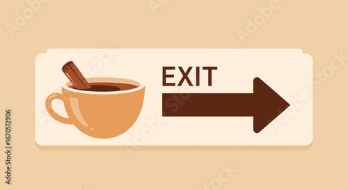 Exit Through The Cafe Creative Vector Illustration Sign Symbol Concept