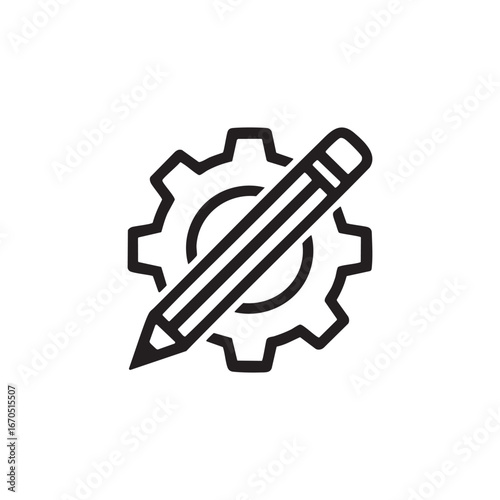 Pencil and Gear Icon Representing Creative Design and Settings